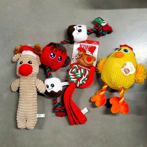 3 L-XL Plush Toys and 1 Kong Wubba